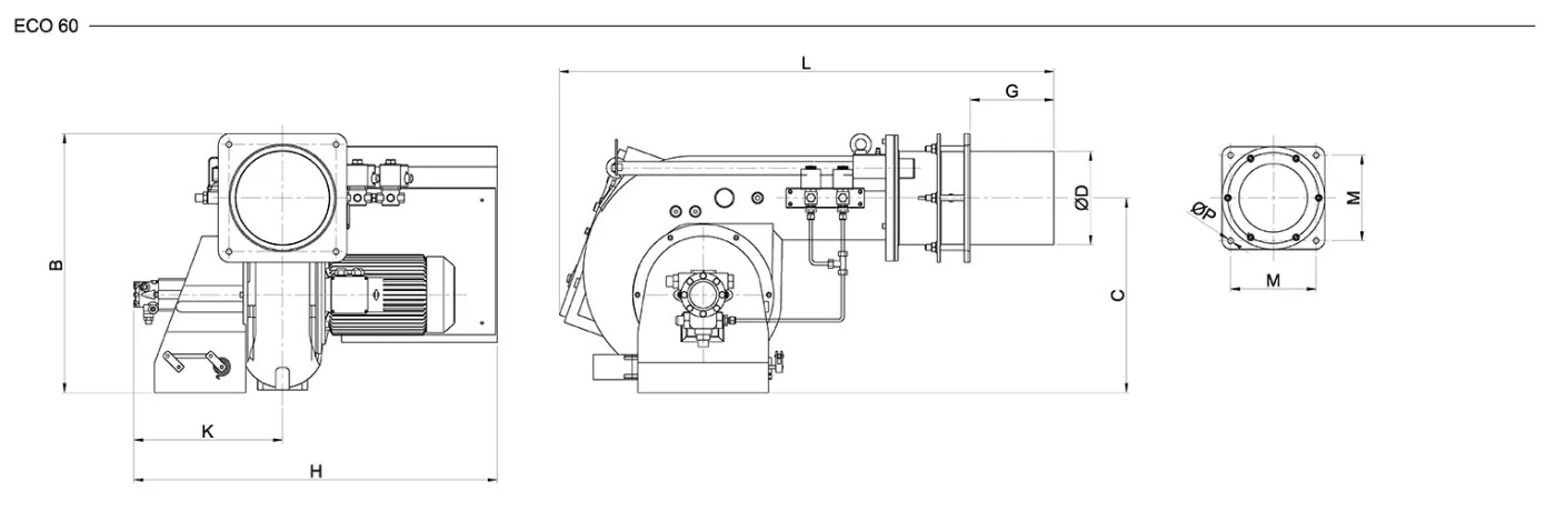 Горелки дизельные двухступенчатые размеры