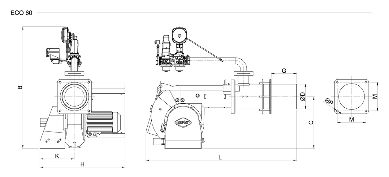 Горелки газовые двухступенчатые размеры