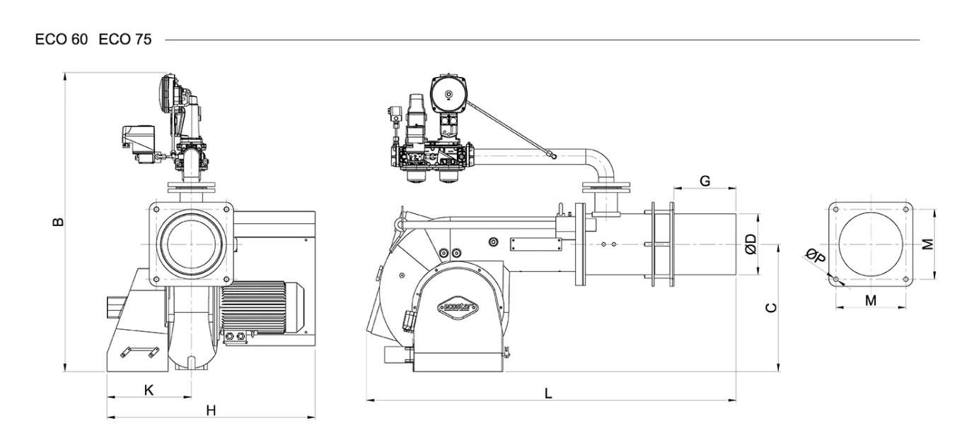 Горелки газовые модуляционные размеры