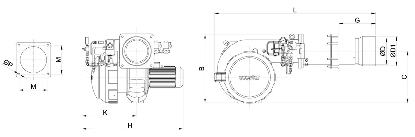 Мазутные горелки NG размеры
