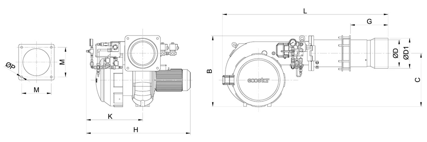 Мазутные горелки NG размеры